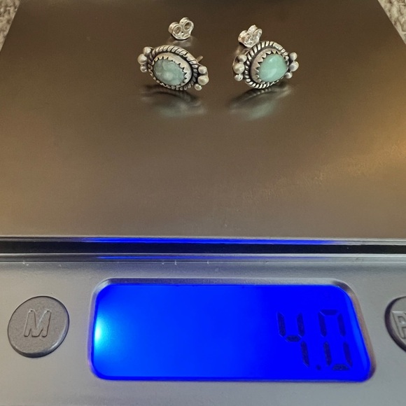 ❤️ Paloma Turquoise Navajo Southwestern Brushed 925 Stud Earrings Closed Back 4G - Picture 10 of 15
